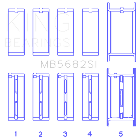 King Engine Bearings gm 496ci/8.1L 16v (Size STD) Performance Main Bearing Set