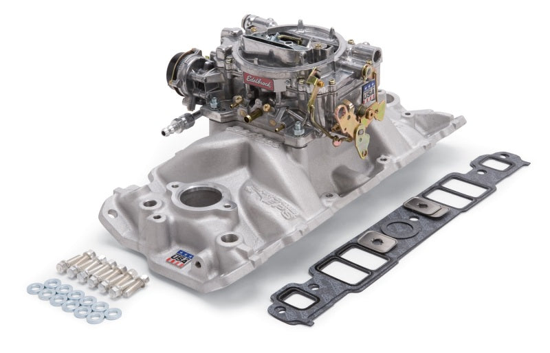 Kit collecteur et carburateur Edelbrock Performer Eps Small Block Chevrolet 1957-1986 Finition naturelle