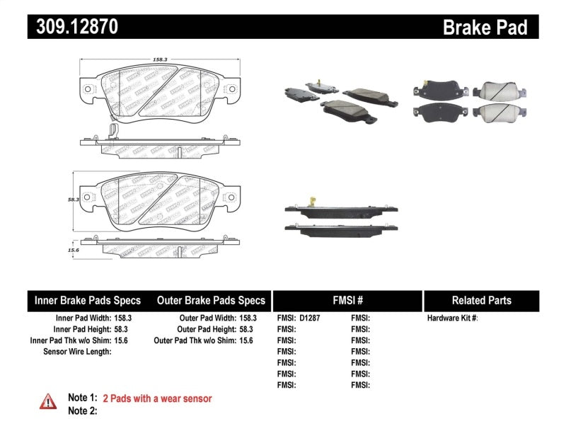 Plaquettes de frein avant StopTech Performance pour Infiniti G35 2WD Berline 07-08 / Infiniti G37 Coupé 08