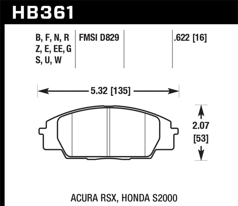 Plaquettes de frein avant Hawk 02-06 Acura RSX Type S / 06-11 Honda Civic Si / 00-09 S2000 DTC-60