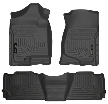 Revêtements de sol avant et 2e siège noirs Husky Liners 07-13 GM Escalade/Suburban/Yukon WeatherBeater