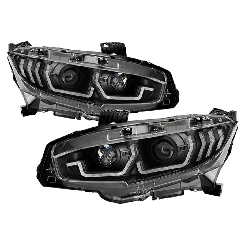 Phares de projecteur Spyder Honda Civic 16- 2DR/4DR/Hatchback - Noir PRO-YD-HC16SI-SEQGR-BK