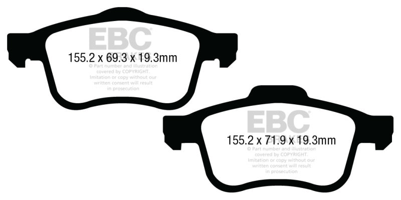 Plaquettes de frein avant EBC 13+ Fiat 500L 1.4 Turbo Greenstuff