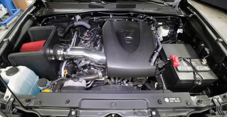 Kit d'admission d'air Spectre 16-18 Toyota Tacoma V6-3.5LF/I - Poli avec filtre rouge