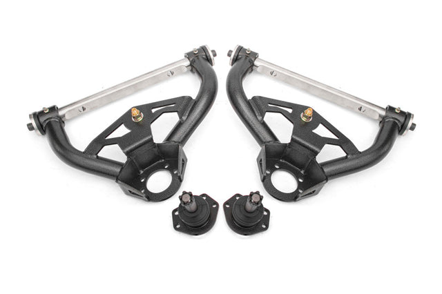 BMR 78-87 GM G-Body Non-Adjustable Upper A-Arms Delrin 0.5in Tall Ball Joint - Black Hammertone BMR Suspension