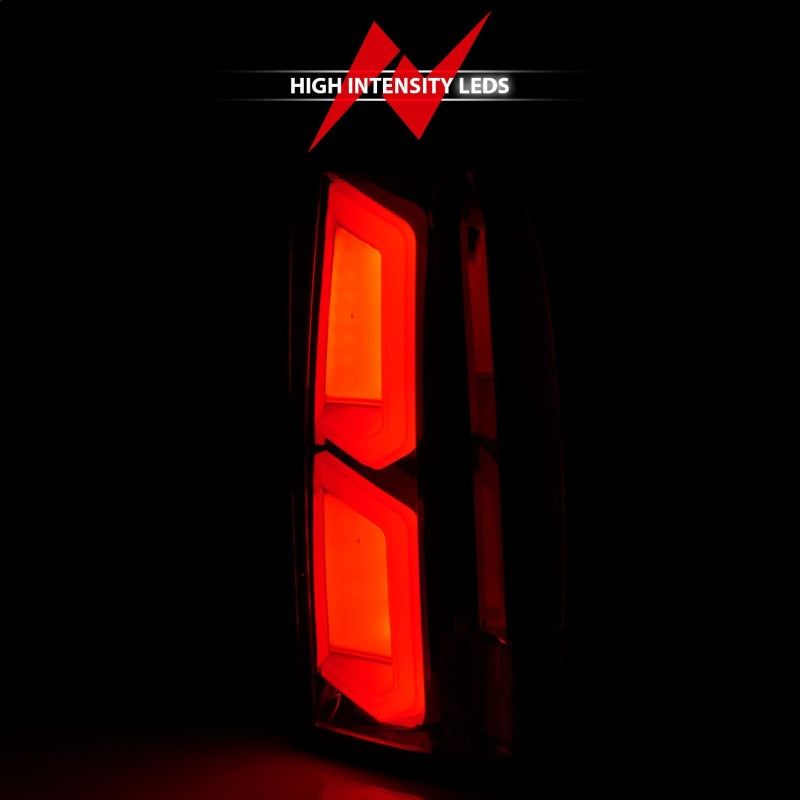 Feux arrière à LED ANZO 2015-2020 Chevrolet Tahoe avec barre lumineuse, boîtier chromé, lentille transparente