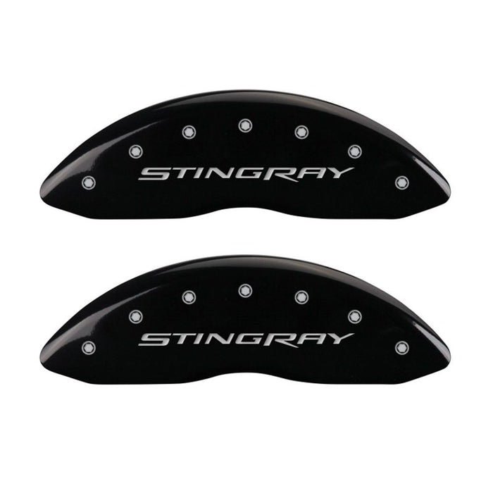 Couvre-étriers MGP 4 gravés avant et arrière Stingray finition noire argent ch