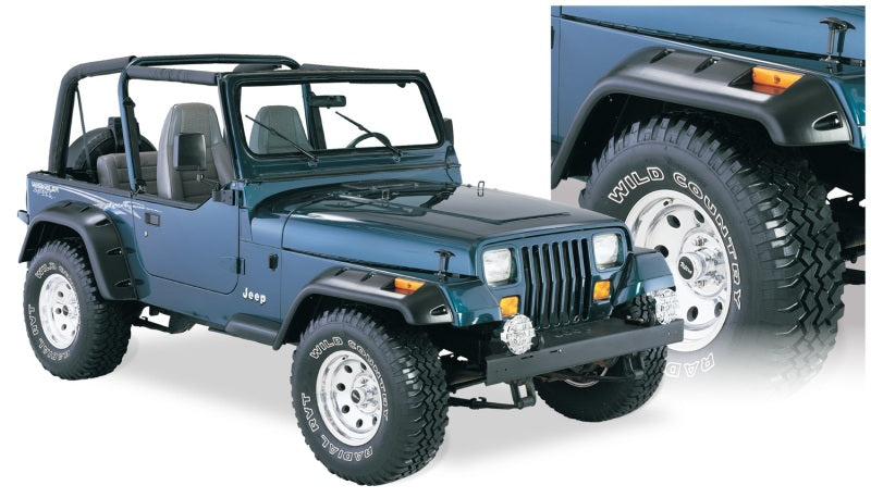 Élargisseurs de style découpé Bushwacker 87-95 Jeep Wrangler 4 pièces Coupe en option Pas Renegade - Noir