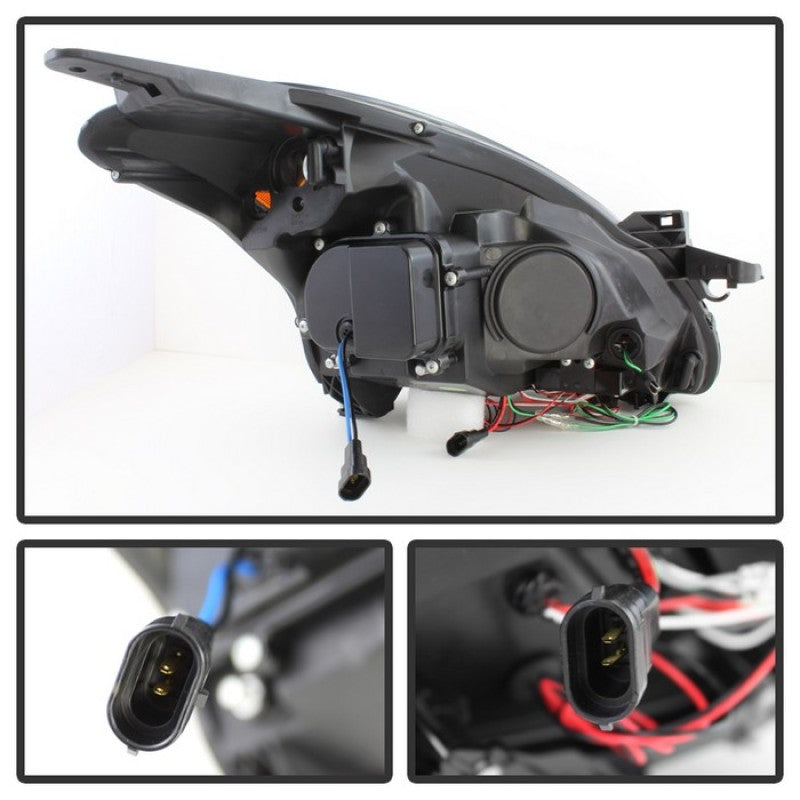 Phares de projecteur Spyder Nissan Altima 4 portes 10-12 avec feux de jour à DEL Halo noir PRO-YD-NA104D-LTDRL-BK