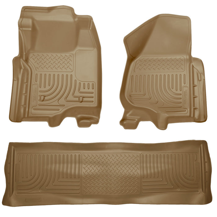 Revêtements de sol Husky Liners 11-12 Ford SD Crew Cab WeatherBeater Combo Tan (sans boîte de vitesses manuelle)