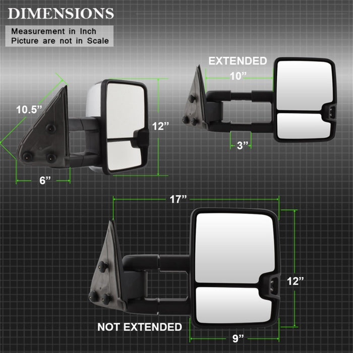 Rétroviseur télescopique à LED xTune Chevy Silverado 99-06 G3 avec clignotants chromés - SET MIR-CS03S-G3C-MA-AM-SET