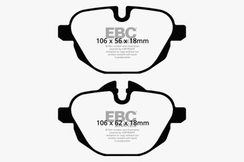 Plaquettes de frein arrière Redstuff EBC 11+ pour BMW X3 2.0 Turbo (F25)