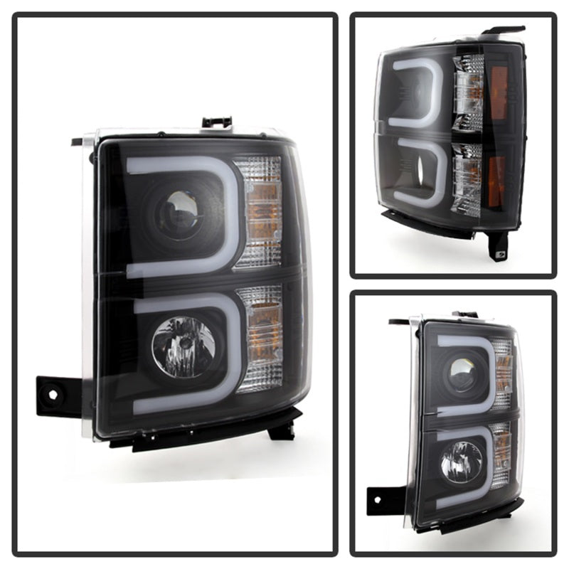Phares de projecteur Spyder Chevy Silverado 1500 14-16 Barre lumineuse DRL Blk PRO-YD-CS14-LBDRL-BK