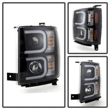 Phares de projecteur Spyder Chevy Silverado 1500 14-16 Barre lumineuse DRL Blk PRO-YD-CS14-LBDRL-BK