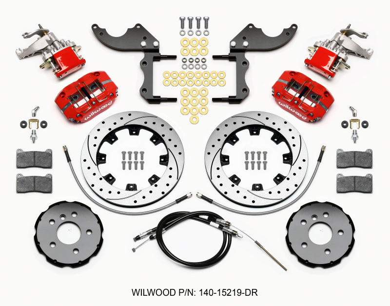 Kit arrière Wilwood Dynapro Radial4 / MC4 12.19 percé rouge 2014-2015 Mini Cooper avec conduites et câbles