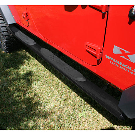 Marchepied latéral ovale Rugged Ridge de 4 1/4 po, noir, pour Jeep Wrangler Unlimited JK 07-18