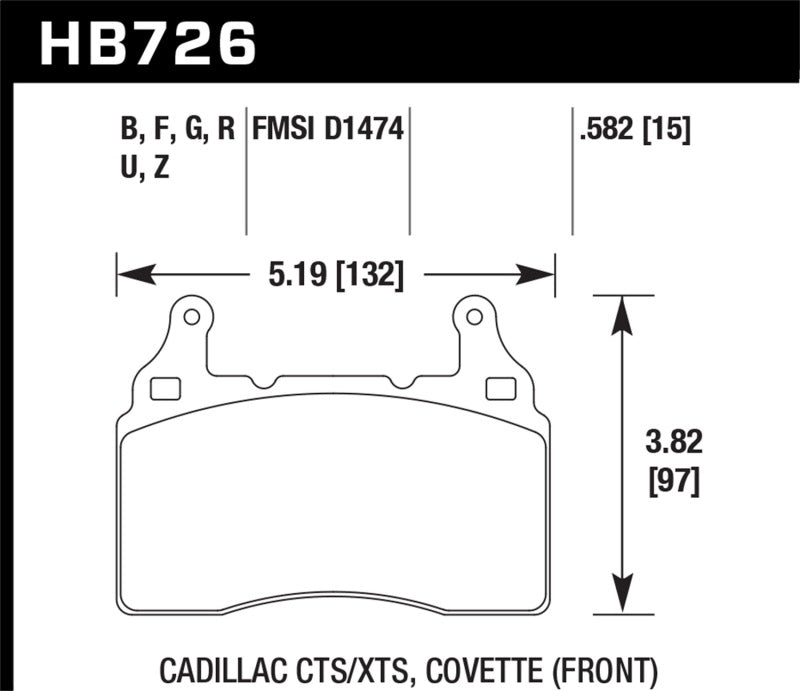 Plaquettes de frein avant pour Chevrolet Corvette PC 2014 Hawk