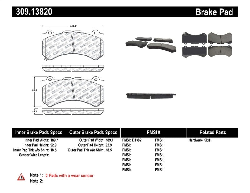 Plaquettes de frein StopTech Performance