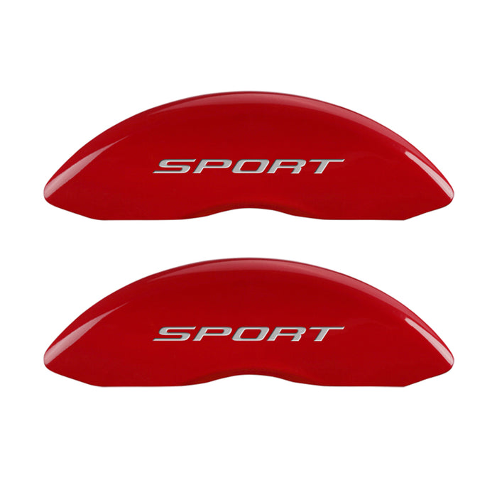 MGP 4 Caliper Covers Engraved Front & Rear No Bolts/Sport 2015 Red finish silver ch