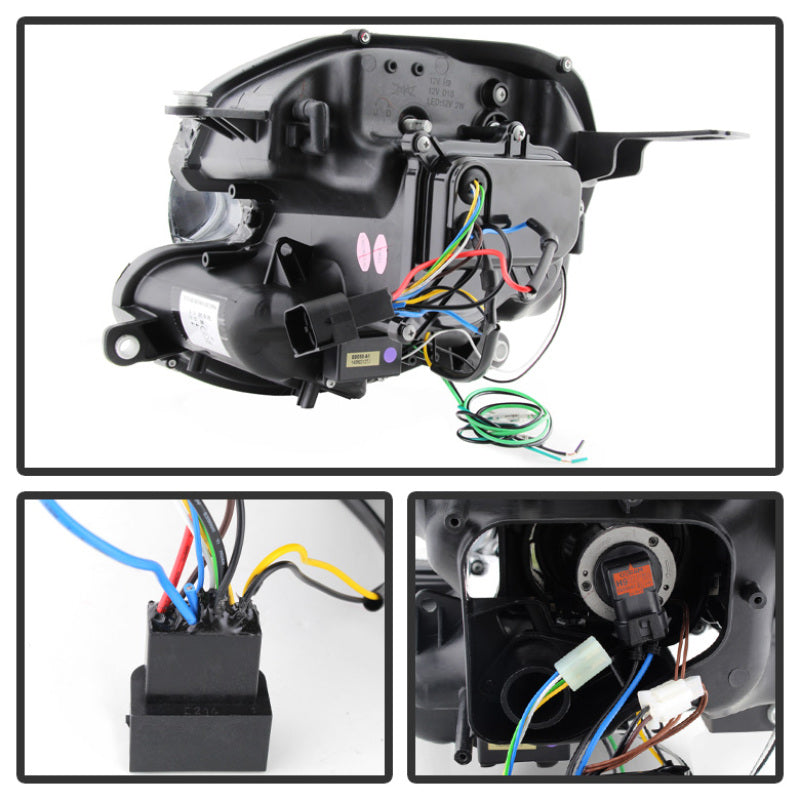 Phares de projecteur Spyder Mini Cooper 2007-2012 Modèle halogène uniquement - DRL Noir PRO-YD-MC07-DRL-BK
