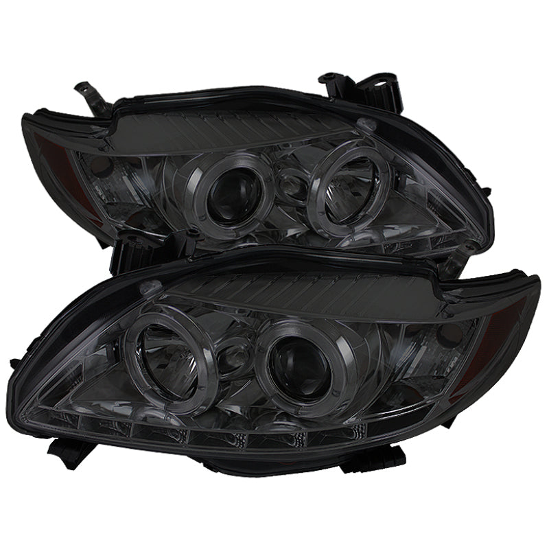 Phares de projecteur Spyder Toyota Corolla 09-10 LED Halo DRL Smke High H1 Low H1 PRO-YD-TC09-DRL-SM