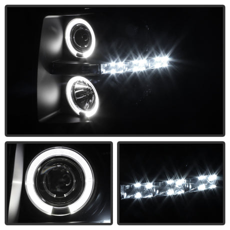 Phares de projecteur Spyder Chevy Silverado 1500/2500 07-13 LED Halo LED Blk Smke PRO-YD-CS07-HL-BSM