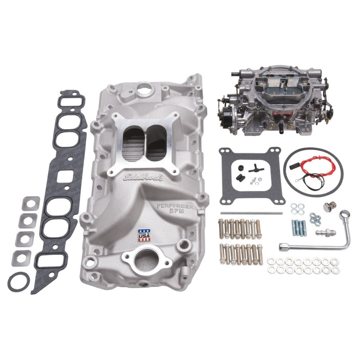 Kit collecteur et carburateur Edelbrock Performer RPM Big Block Chevrolet Oval Port Finition naturelle