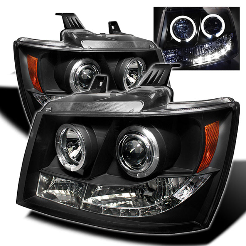 Phares de projecteur Spyder Chevy Suburban 1500 07-14 LED Halo LED Blk PRO-YD-CSUB07-HL-BK