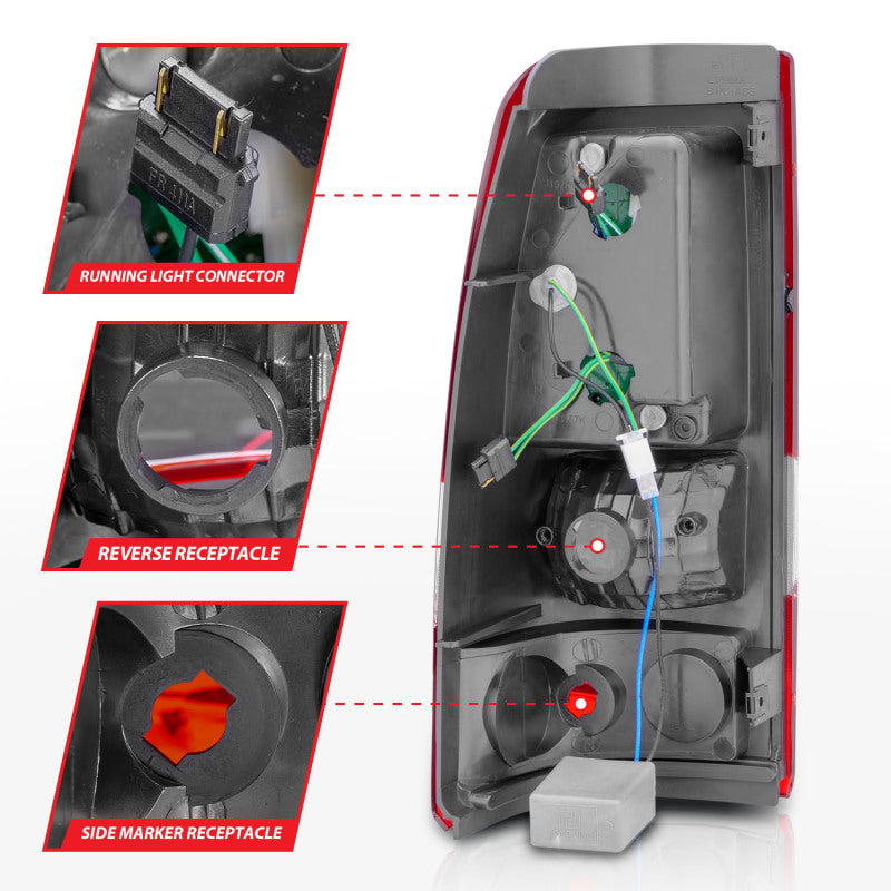 Feux arrière à LED ANZO 2003-2006 Chevrolet Silverado 1500 Rouge/Clair