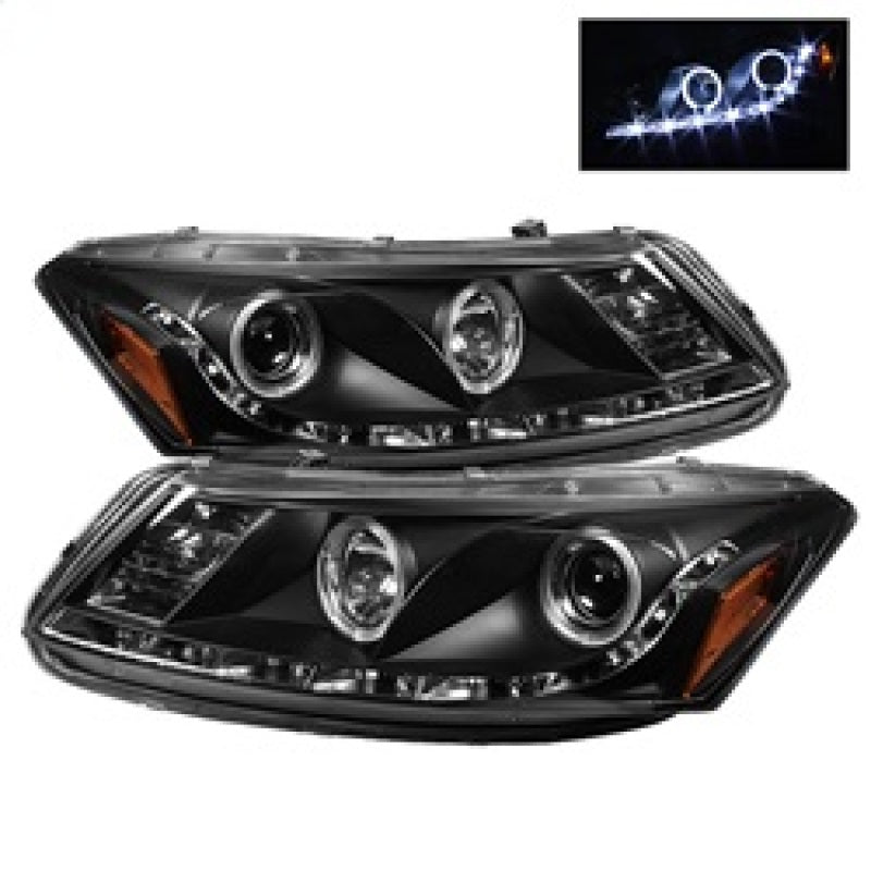 Phares de projecteur Spyder Honda Accord 08-12 4 portes - LED Halo DRL Blk PRO-YD-HA08-4D-HL-BK