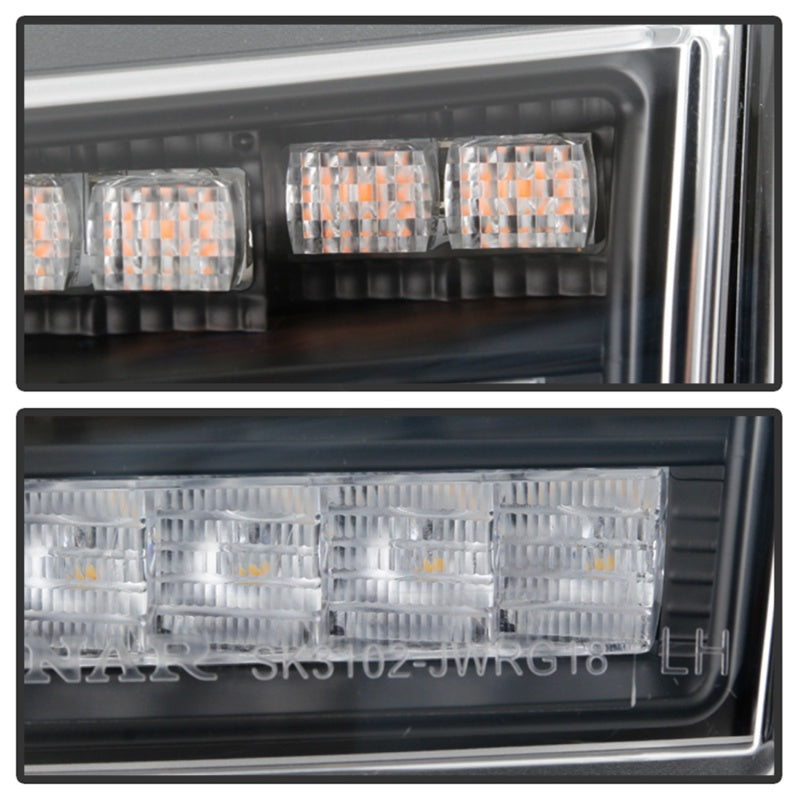 Feux de pare-chocs avant à LED Spyder Jeep Wrangler 2018-2019 (modèle LED uniquement) - Signal séquentiel - Noir