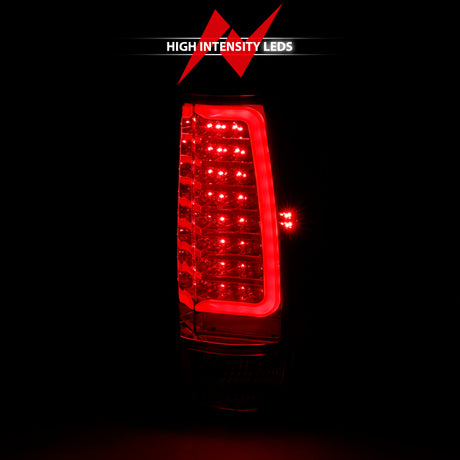 Feu arrière à LED ANZO 2007-2014 Chevy Tahoe style planche chromée avec lentille rouge/transparente