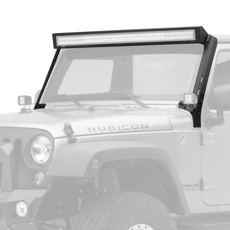 Cadre de montage d'éclairage de pare-brise Go Rhino 07-18 Jeep Wrangler JK WLF - Barre lumineuse de 50 pouces