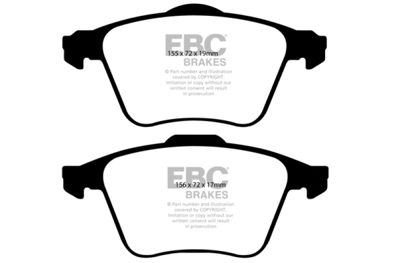 Plaquettes de frein avant EBC Greenstuff pour Volvo S60 2.5 Turbo T5 08-10