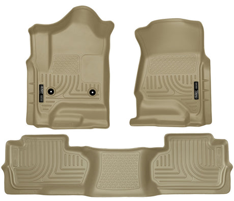 Revêtements de sol Husky Liners 14 Chevrolet Silverado/GMC Sierra Dbl Cab WeatherBeater Tan pour sièges avant et 2e rangée