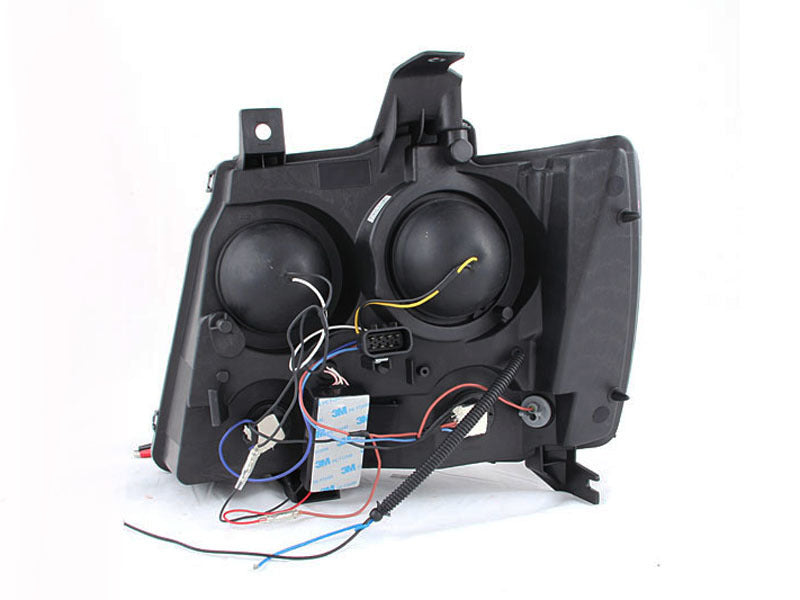 Phares de projecteur ANZO 2007-2013 Chevrolet Avalanche avec halo chromé
