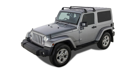 Barres de toit Rhino-Rack 07-22 pour Jeep Wrangler JK/JL 2 portes à toit rigide Vortex SG 2 barres - Noir