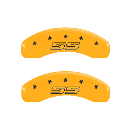 Couvre-étriers MGP 4 gravés F &amp; R Avalanche SS finition jaune Blk Char 2008 Chevy Express 2500