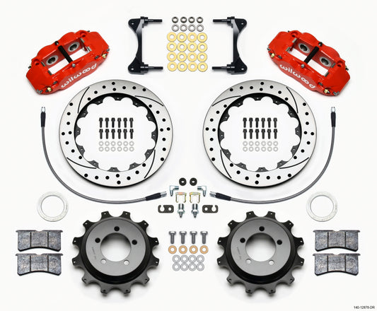 Wilwood Narrow Superlite 4R Rear Kit 12.88in Drilled Red 99-05 WRX / 99-07 Impreza