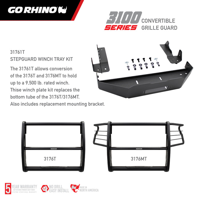 Kit de plateau de treuil Go Rhino 19-21 Chevrolet Silverado 1500 - Série 3100 StepGuard (convient aux modèles 3176T/3176MT)