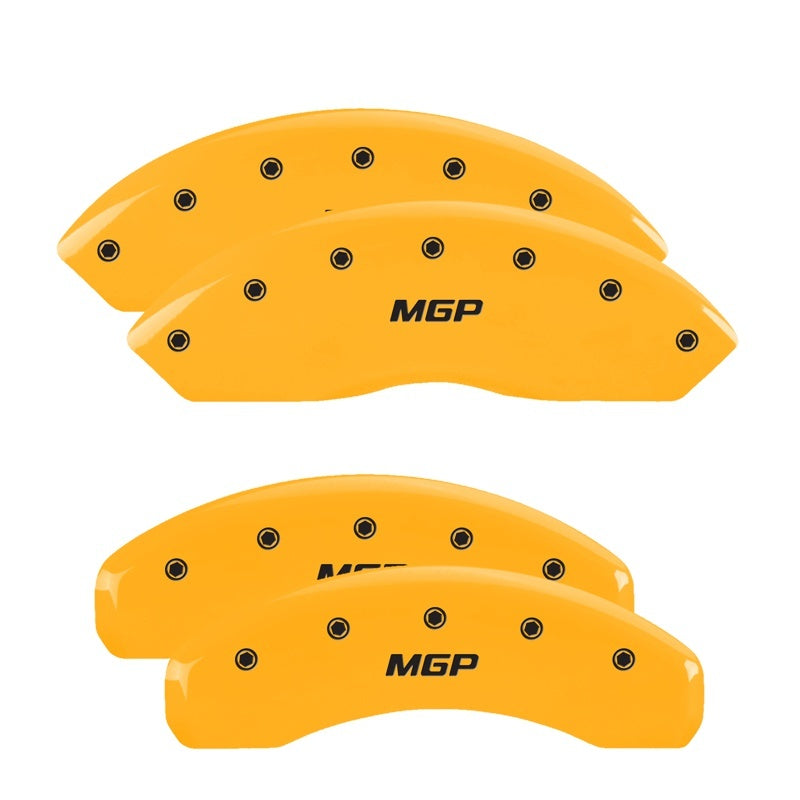 MGP 4 Caliper Covers Engraved Front & Rear MGP Yellow Finish Black Char 2005 Nissan Titan