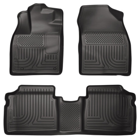 Revêtements de sol noirs Husky Liners 12 pour Toyota Prius (modèles rechargeables UNIQUEMENT) WeatherBeater pour sièges avant et 2e sièges