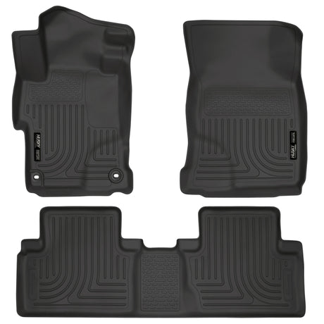 Revêtements de sol avant et 2e siège noirs Husky Liners 2014 Honda Civic Sedan WeatherBeater