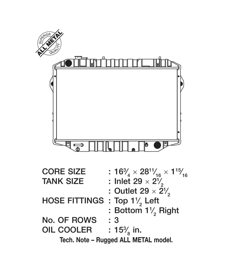 CSF 88-91 Toyota Landcruiser 3 Row All Metal Radiator