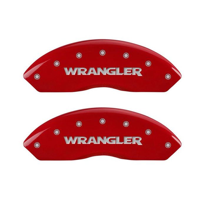 Couvre-étriers MGP 4 gravés avant et arrière WRANGLER finition rouge argent ch