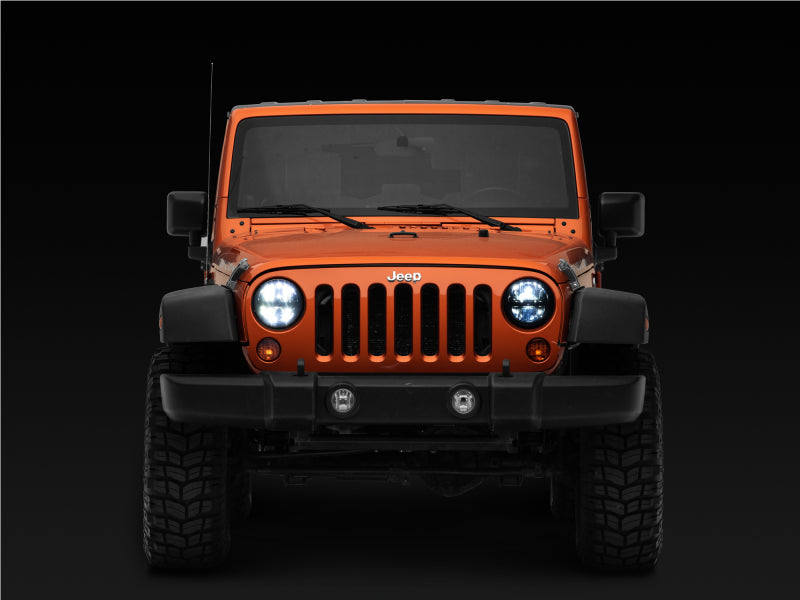 Phares à LED Raxiom 97-18 Jeep Wrangler TJ/JK Axial Series - Boîtier noir (lentille transparente)