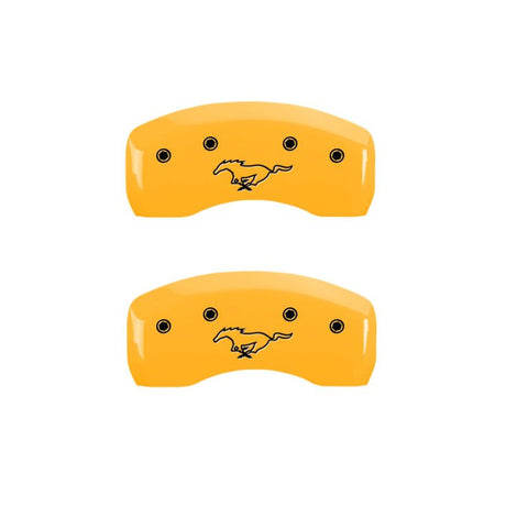 Couvre-étriers MGP 4 gravés avant Mustang arrière Pony Yellow Finish Black Char 1997 Ford Mustang