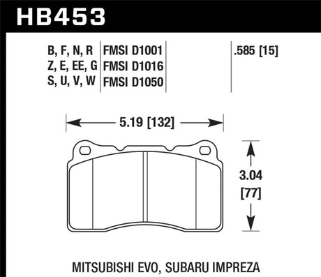 Plaquettes de frein avant Hawk DTC-80 04-15 Subaru Impreza WRX/STI, 02-06/08-14 Mitsubishi Lancer Evo