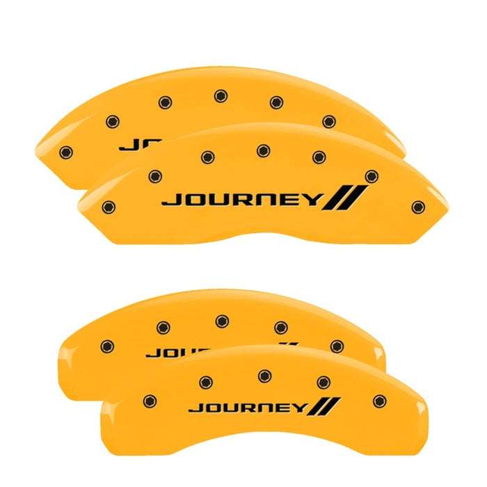 Couvre-étriers MGP 4 gravés avant et arrière avec bandes/finition jaune Journey noir ch