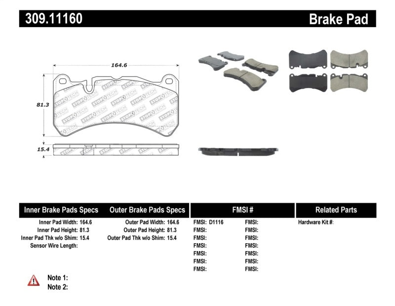 Plaquettes de frein StopTech Performance